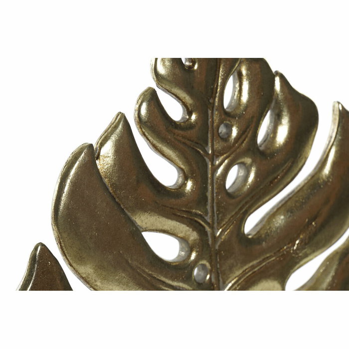 DKD Home Decor Figurine Décorative Tropicale Feuille de Plante Noir et Doré