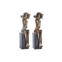 DKD Home Decor Figurine Décorative Femme Rouge Doré Turquoise (2 Unités)身