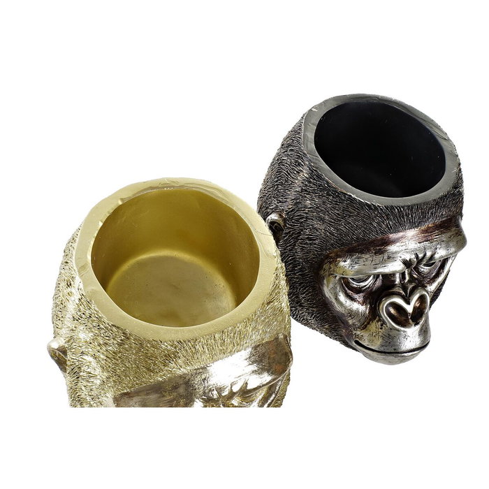 DKD Home Decor Figurine Décorative Gorille Colonial Argenté et Doré (Lot de 2)