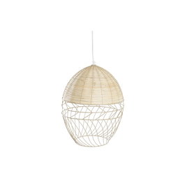 Suspension DKD Home Decor Métal Blanc Marron Clair Rotin 50 W (30 x 30 x 38 cm)