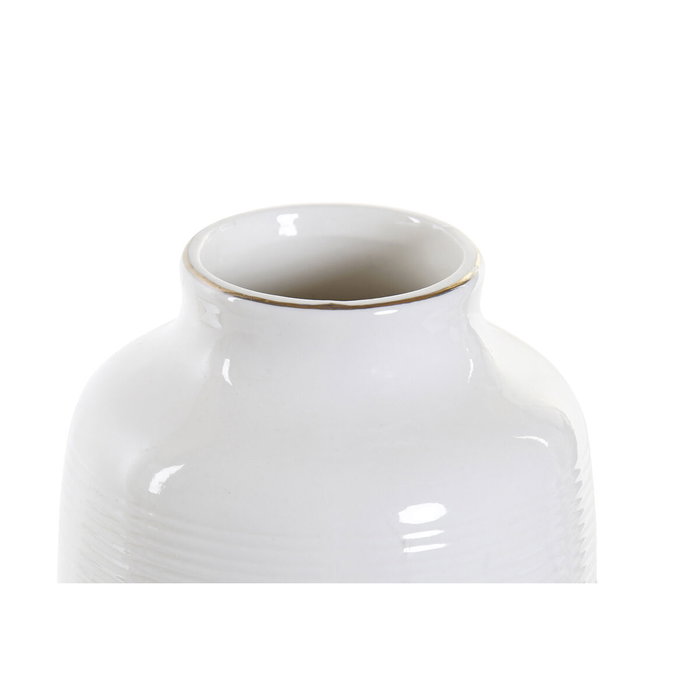 DKD Home Decor Vase Blanc Grès Pompon 12 x 12 x 24 cm DKD Home Decor Vase Blanc Grès Pompon 12 x 12 x 24 cm