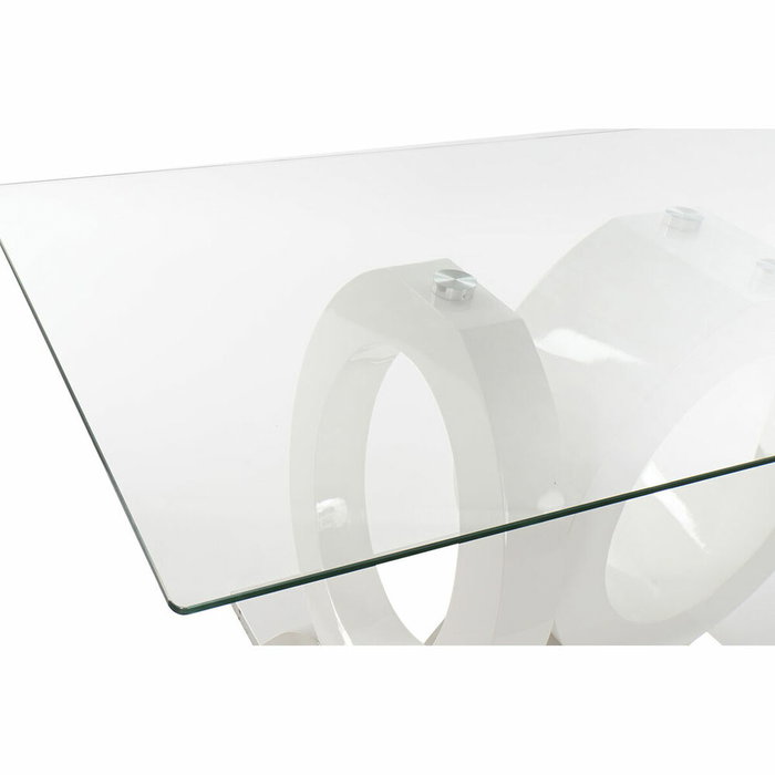 Table de Salle à Manger DKD Home Decor Verre Transparent Blanc Bois MDF (160 x 90 x 75 cm) Table de Salle à Manger DKD Home Decor Verre Transparent Blanc Bois MDF (160 x 90 x 75 cm)