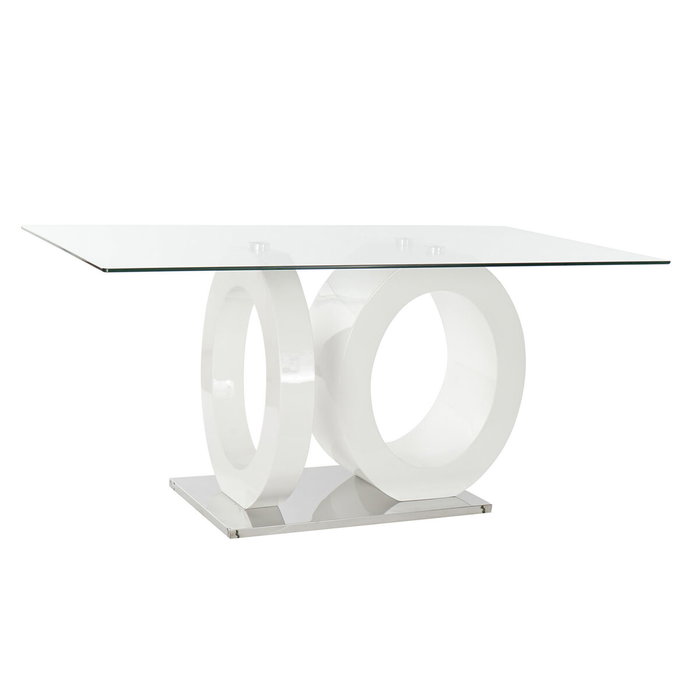 Table de Salle à Manger DKD Home Decor Verre Transparent Blanc Bois MDF (160 x 90 x 75 cm) Table de Salle à Manger DKD Home Decor Verre Transparent Blanc Bois MDF (160 x 90 x 75 cm)
