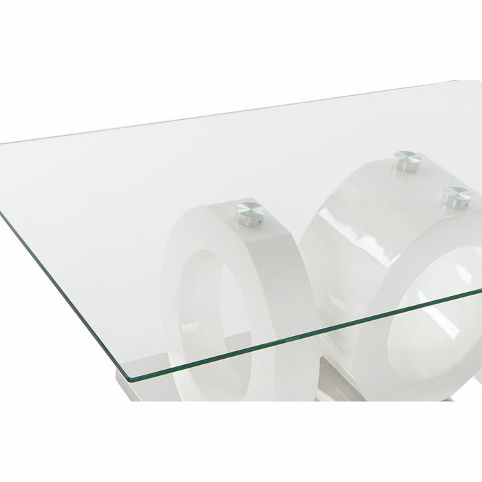Table Basse DKD Home Decor Blanc Transparent Bois Verre Bois MDF 110 x 60 x 45 cm Table Basse DKD Home Decor Blanc Transparent Bois Verre Bois MDF 110 x 60 x 45 cm