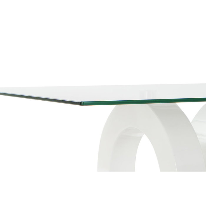Table Basse DKD Home Decor Blanc Transparent Bois Verre Bois MDF 110 x 60 x 45 cm Table Basse DKD Home Decor Blanc Transparent Bois Verre Bois MDF 110 x 60 x 45 cm