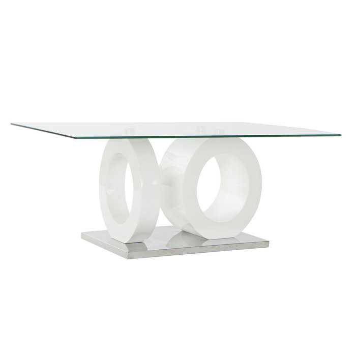 Table Basse DKD Home Decor Blanc Transparent Bois Verre Bois MDF 110 x 60 x 45 cm Table Basse DKD Home Decor Blanc Transparent Bois Verre Bois MDF 110 x 60 x 45 cm
