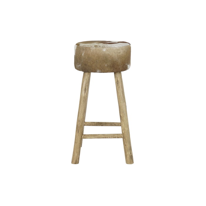 Tabouret DKD Home Decor Blanc Marron Naturel Cuir Bois 42 x 42 x 77 cm Tabouret DKD Home Decor Blanc Marron Naturel Cuir Bois 42 x 42 x 77 cm