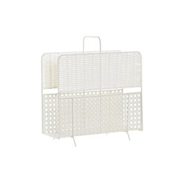 Porte-revues DKD Home Decor Blanc Naturel Métal osier Boho 36,5 x 15 x 41 cm
