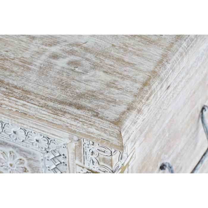 DKD Home Decor Coffre Blanc Laiton Bois de manguier