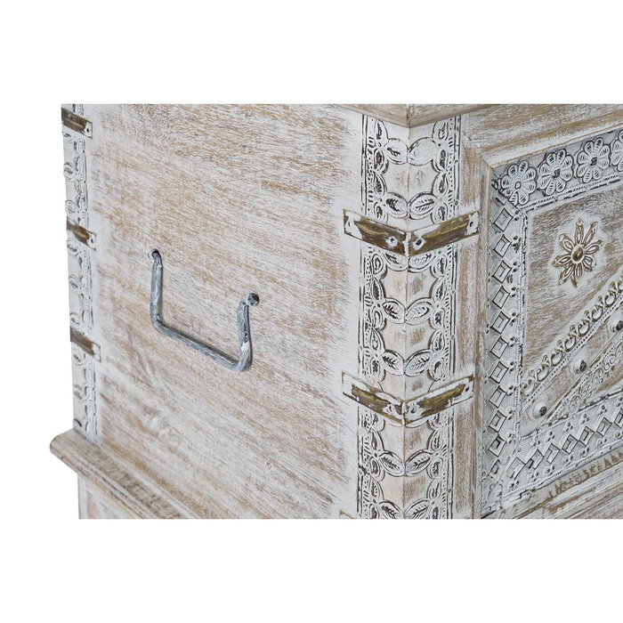 DKD Home Decor Coffre Blanc Laiton Bois de manguier