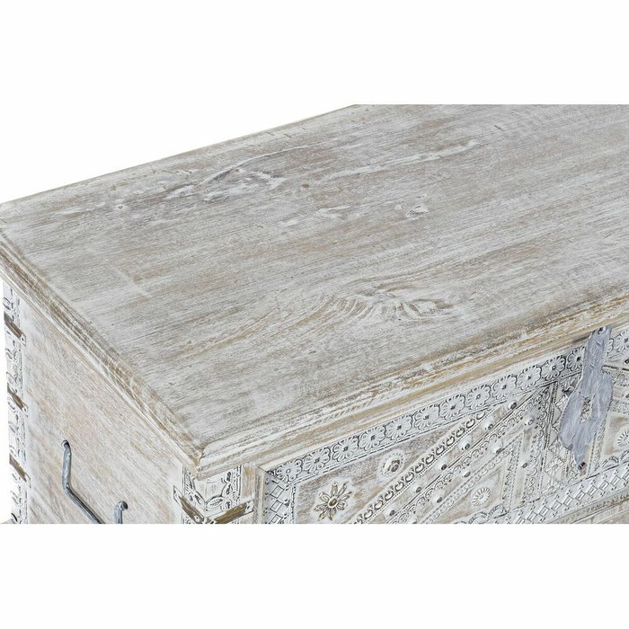 DKD Home Decor Coffre Blanc Laiton Bois de manguier