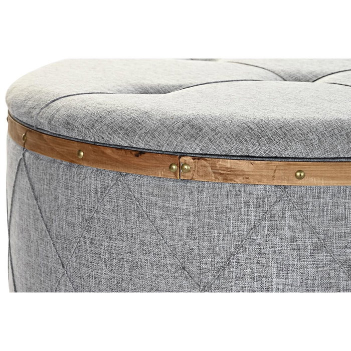 Banquette DKD Home Decor Naturel Bois Polyester Gris clair (80 x 80 x 43 cm)