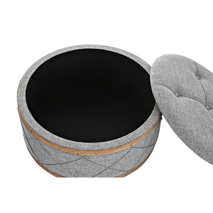 Banquette DKD Home Decor Naturel Bois Polyester Gris clair (80 x 80 x 43 cm)