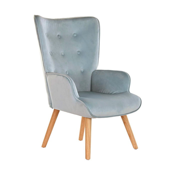 Siège DKD Home Decor Bleu ciel Naturel Polyester Bois 67 x 75 x 96 cm