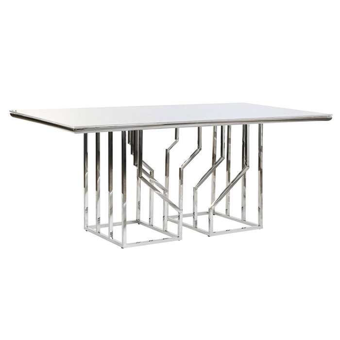 Table de Salle à Manger DKD Home Decor Argenté Verre Acier (180 x 90 x 75 cm) Table de Salle à Manger DKD Home Decor Argenté Verre Acier (180 x 90 x 75 cm)