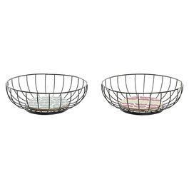 Coupe à fruits DKD Home Decor Bleu Turquoise Métal Bois MDF 28 x 28 x 11 cm (2 Unités)