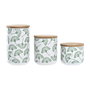 Set de 3 Boites DKD Home Decor Naturel Blanc Vert Bambou Grès Tropical 10 x 10 x 17 cm