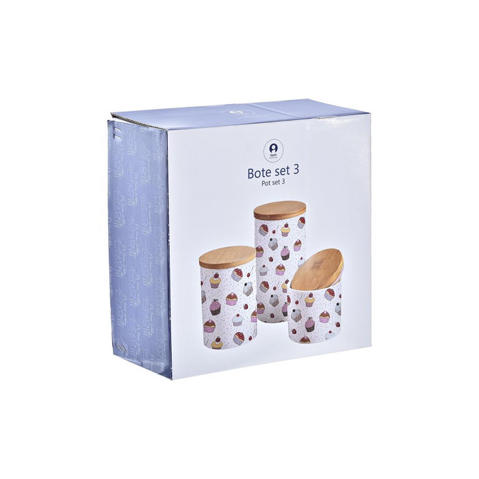 Set de 3 Boites DKD Home Decor Naturel Blanc Multicouleur Bambou Grès 10 x 10 x 17 cm Cupcake Set de 3 Boites DKD Home Decor Naturel Blanc Multicouleur Bambou Grès 10 x 10 x 17 cm Cupcake