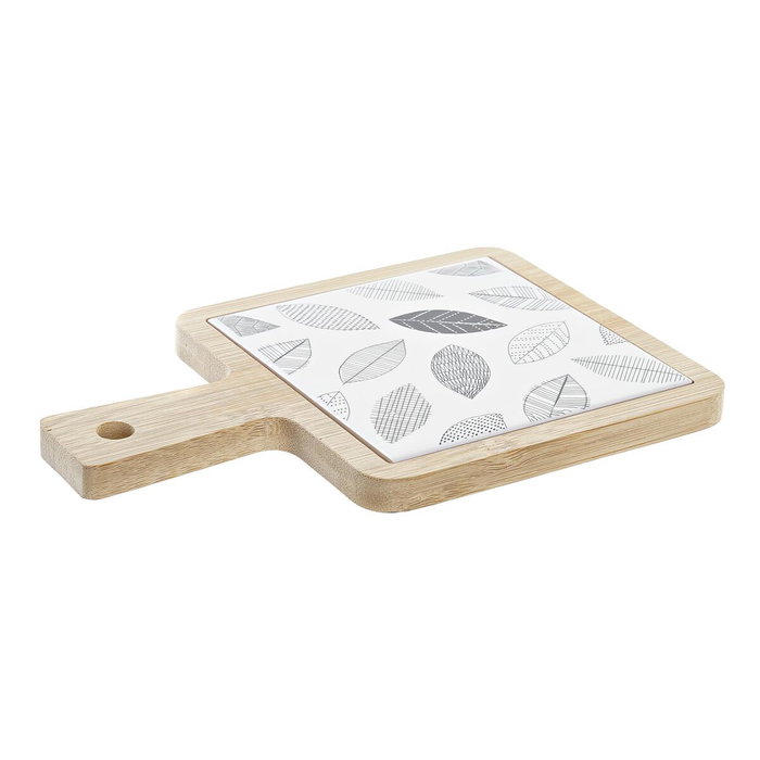 Plateau apéritif DKD Home Decor Blanc/Noir Bambou Grès Volets Cottage 18 x 12 x 1 cm