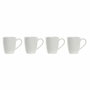 Ensemble de 4 mugs DKD Home Decor Blanc Naturel Bois d'hévéa Grès 300 ml 19 x 13 x 31 cm
