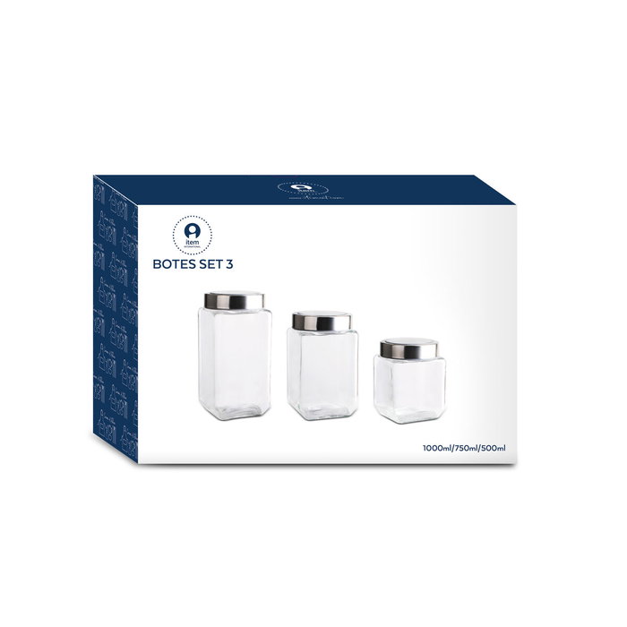 Set de 3 Boites DKD Home Decor 750 ml 8,5 x 8,5 x 18 cm Set de 3 Boites DKD Home Decor 750 ml 8,5 x 8,5 x 18 cm