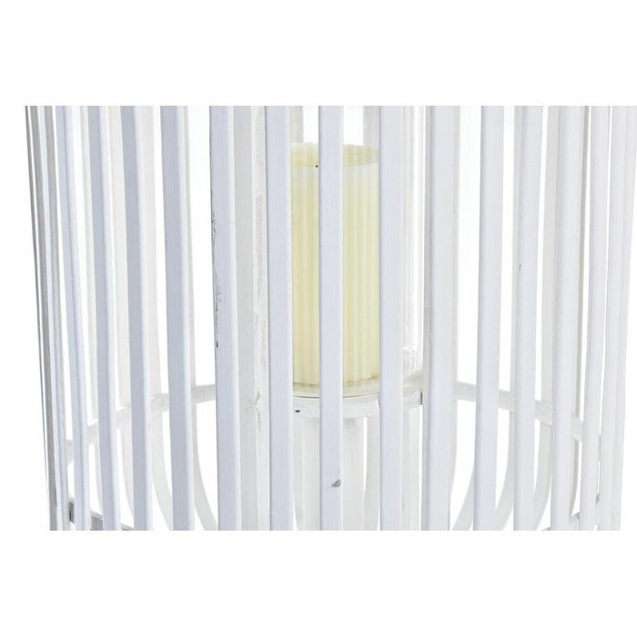 Lanterne DKD Home Decor Verre Blanc Bambou (28 x 28 x 47 cm)