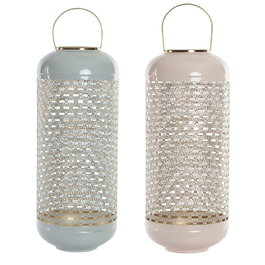 Bougeoir DKD Home Decor Bleu Rose Aluminium 24 x 24 x 60 cm 24 x 24 x 71 cm (2 Unités) (2 Pièces)