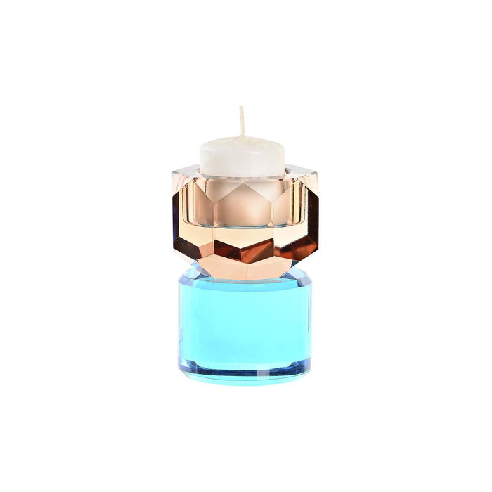 Bougeoir DKD Home Decor Vert Ambre Bicolore Verre 7 x 7 x 9 cm