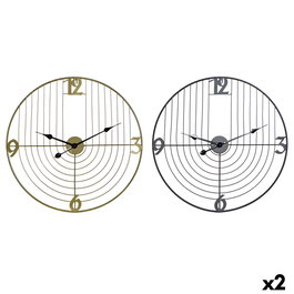 Horloge Murale DKD Home Decor Noir Doré Métal 60 x 3 x 60 cm Moderne (2 Unités)