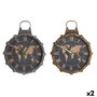 Horloge Murale DKD Home Decor Doré Argenté Verre Fer Mappemonde 42 x 8,5 x 54 cm (2 Unités)