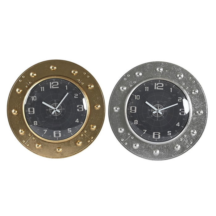 Horloge Murale DKD Home Decor 48,5 x 6 x 48,5 cm Verre Argenté Noir Doré Fer (2 Unités) Horloge Murale DKD Home Decor 48,5 x 6 x 48,5 cm Verre Argenté Noir Doré Fer (2 Unités)