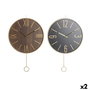 Horloge Murale DKD Home Decor 40 x 4 x 40 cm Noir Marron Fer Pendule Bois MDF (2 Unités)