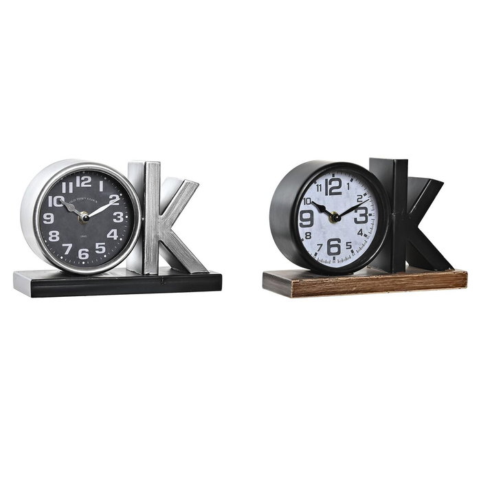 Horloge de table DKD Home Decor Noir Argenté (2 Unités) Horloge de table DKD Home Decor Noir Argenté (2 Unités)