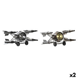 Horloge de table DKD Home Decor Doré Argenté Engin spatial Loft (2 Unités)