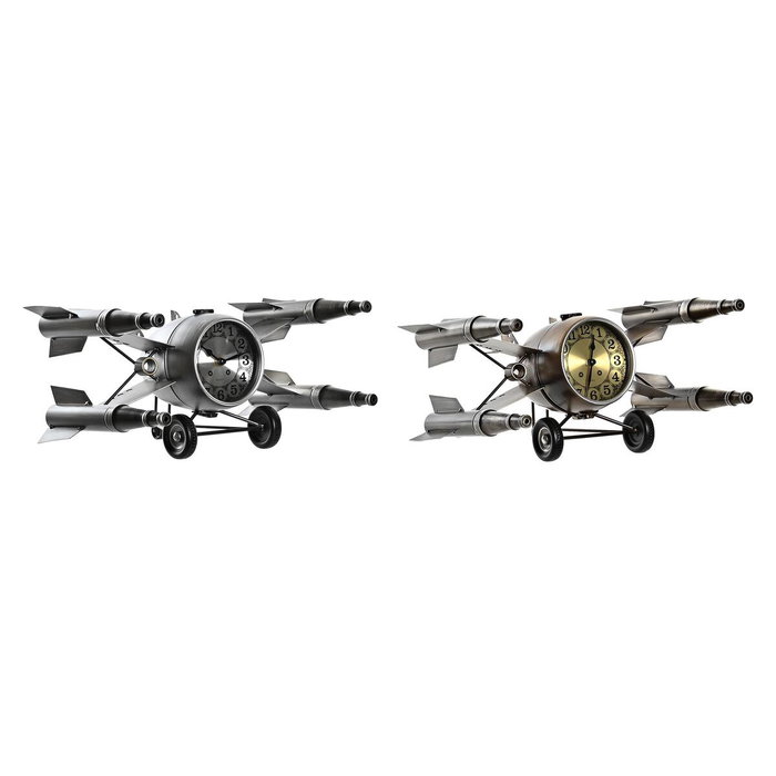 Horloge de table DKD Home Decor Doré Argenté Engin spatial Loft (2 Unités) Horloge de table DKD Home Decor Doré Argenté Engin spatial Loft (2 Unités)