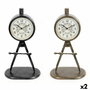 Horloge de table DKD Home Decor Noir Doré Loft (2 Unités)