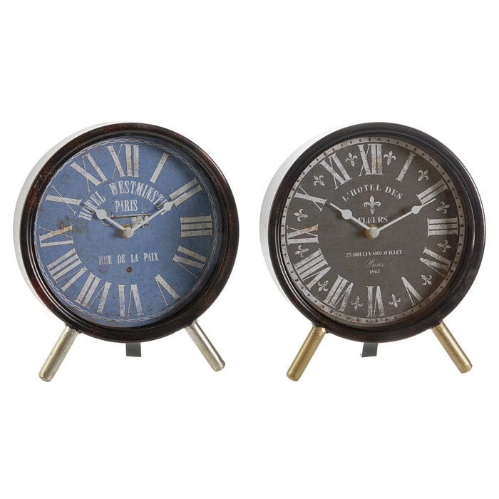 Horloge de table DKD Home Decor Bleu Noir Vintage (2 Unités)