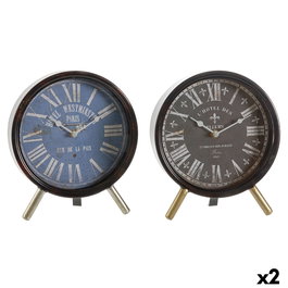 Horloge de table DKD Home Decor Bleu Noir Vintage (2 Unités)