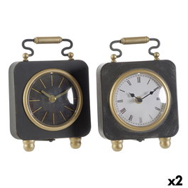 Horloge de table DKD Home Decor Noir Doré Argenté (2 Unités)