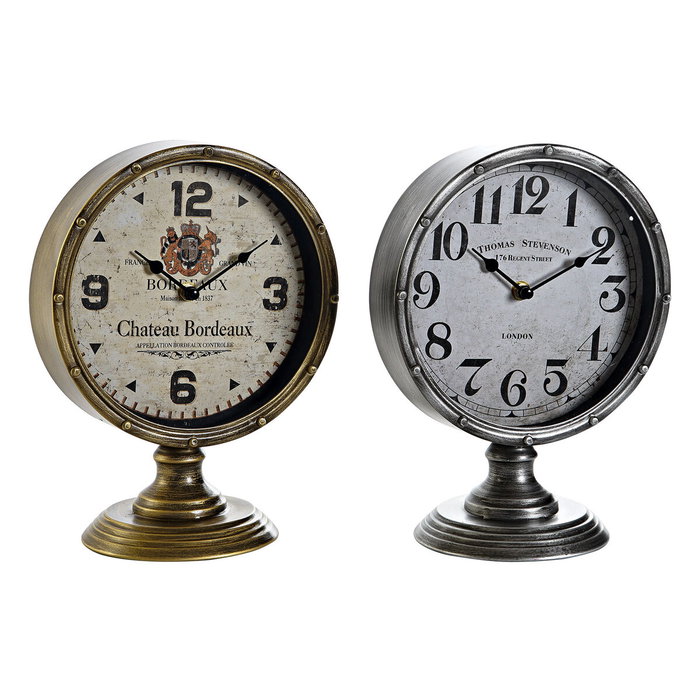 Horloge de table DKD Home Decor Doré Argenté Vintage (2 Unités)