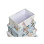 Jeu de Caisses de Rangement Empilables DKD Home Decor Bleu Blanc Fleurs Carton (43,5 x 33,5 x 15,5 cm)