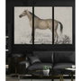 DKD Home Decor Ensemble de 3 Toiles Décoratives Motif Cheval Noir et Gris