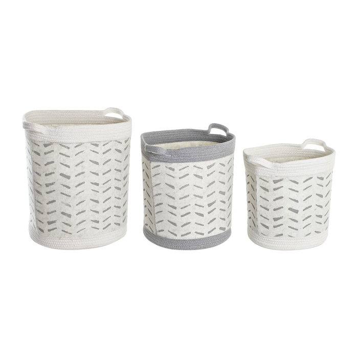 Set de basket DKD Home Decor Blanc Gris 35 x 35 x 40 cm 3 Pièces