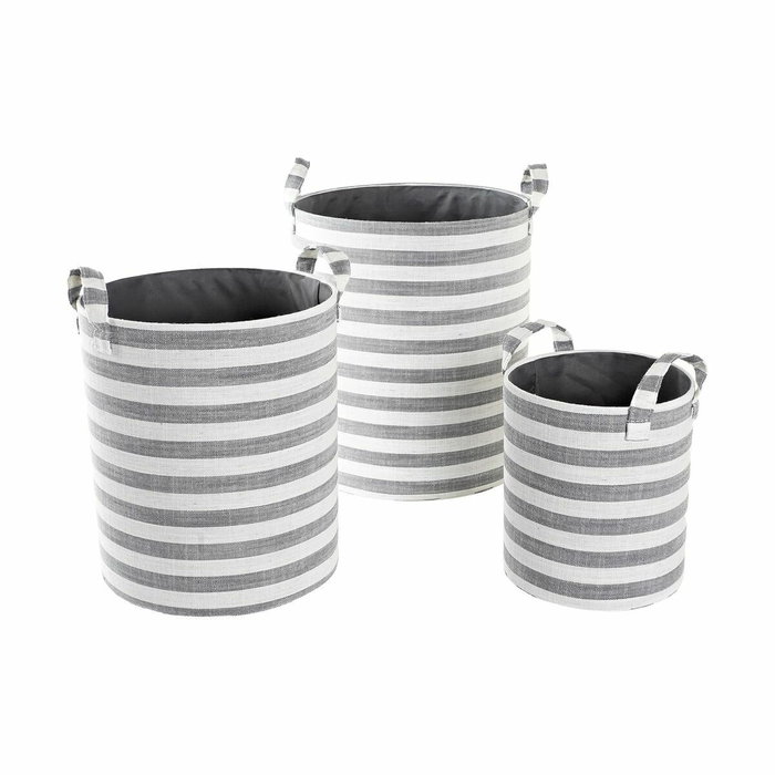 Set de basket DKD Home Decor Blanc Gris Rayures 35 x 35 x 40 cm 3 Pièces (3 Unités) Set de basket DKD Home Decor Blanc Gris Rayures 35 x 35 x 40 cm 3 Pièces (3 Unités)
