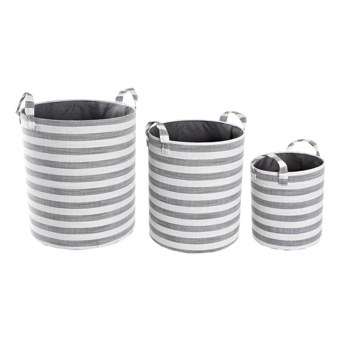Set de basket DKD Home Decor Blanc Gris Rayures 35 x 35 x 40 cm 3 Pièces (3 Unités) Set de basket DKD Home Decor Blanc Gris Rayures 35 x 35 x 40 cm 3 Pièces (3 Unités)