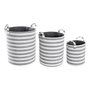Set de basket DKD Home Decor Blanc Gris Rayures 35 x 35 x 40 cm 3 Pièces (3 Unités)