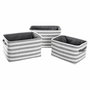 Set de basket DKD Home Decor Blanc Gris Rayures 42 x 32 x 25 cm 3 Pièces