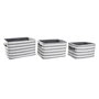 Set de basket DKD Home Decor Blanc Gris Rayures 42 x 32 x 25 cm 3 Pièces