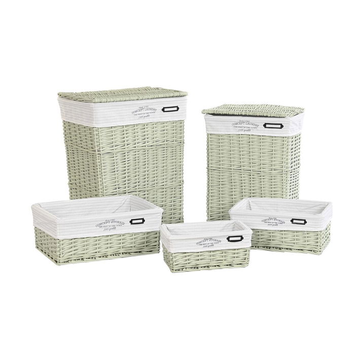 Panier Multi-usages DKD Home Decor Vert osier 44 x 34 x 56 cm 5 Pièces