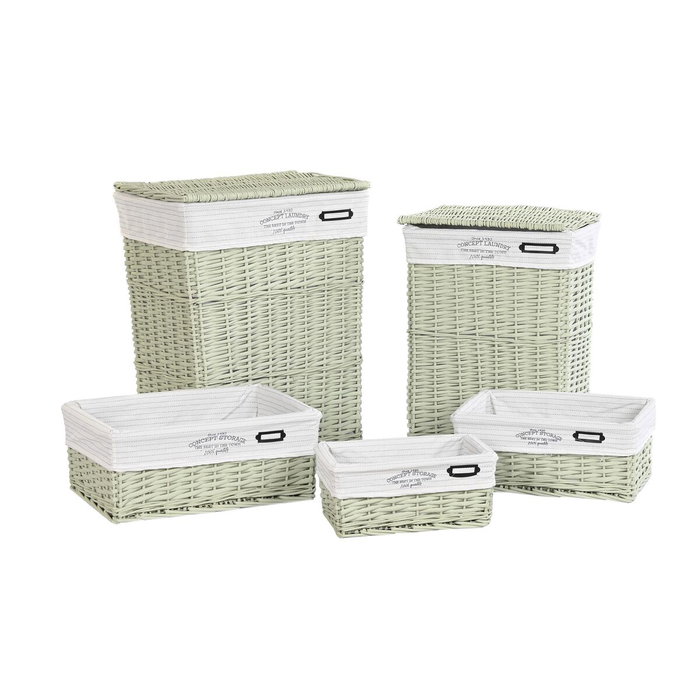 Panier Multi-usages DKD Home Decor Vert osier 44 x 34 x 56 cm 5 Pièces Panier Multi-usages DKD Home Decor Vert osier 44 x 34 x 56 cm 5 Pièces